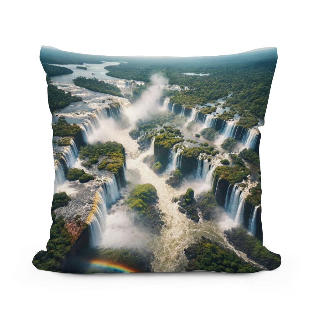 Iguazu Falls Panorama Cotton Cushion