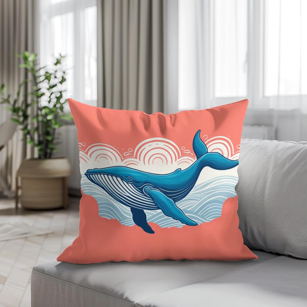 Serene Whale Cotton Cushion