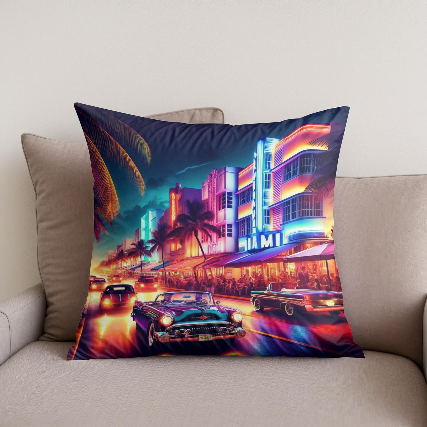 Miami Neon Majesty Cotton Cushion