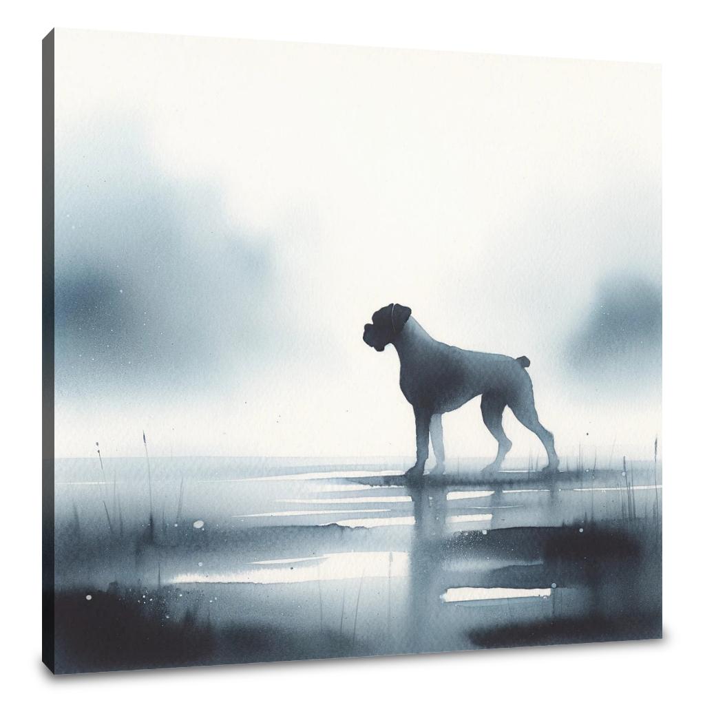 Boxer in the Mist Foggy Morning Canvas