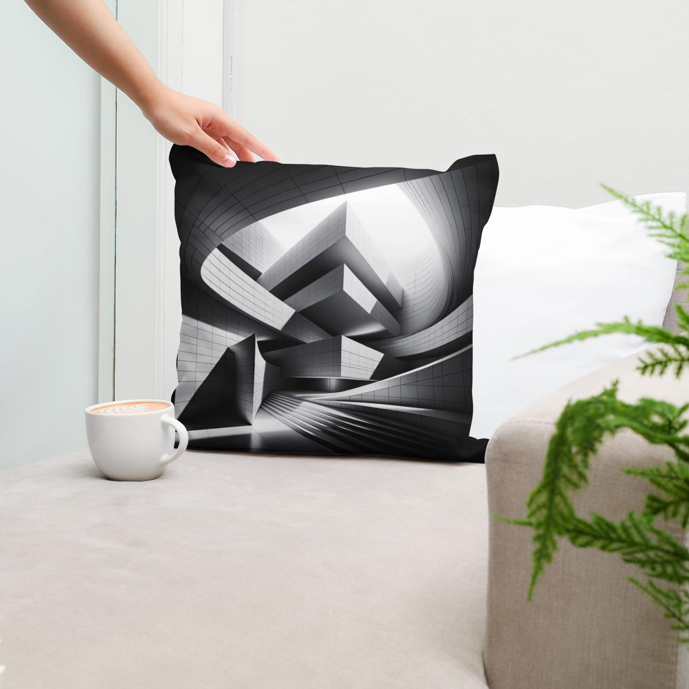 Modern Mirage: Light and Structure Cotton Cushion