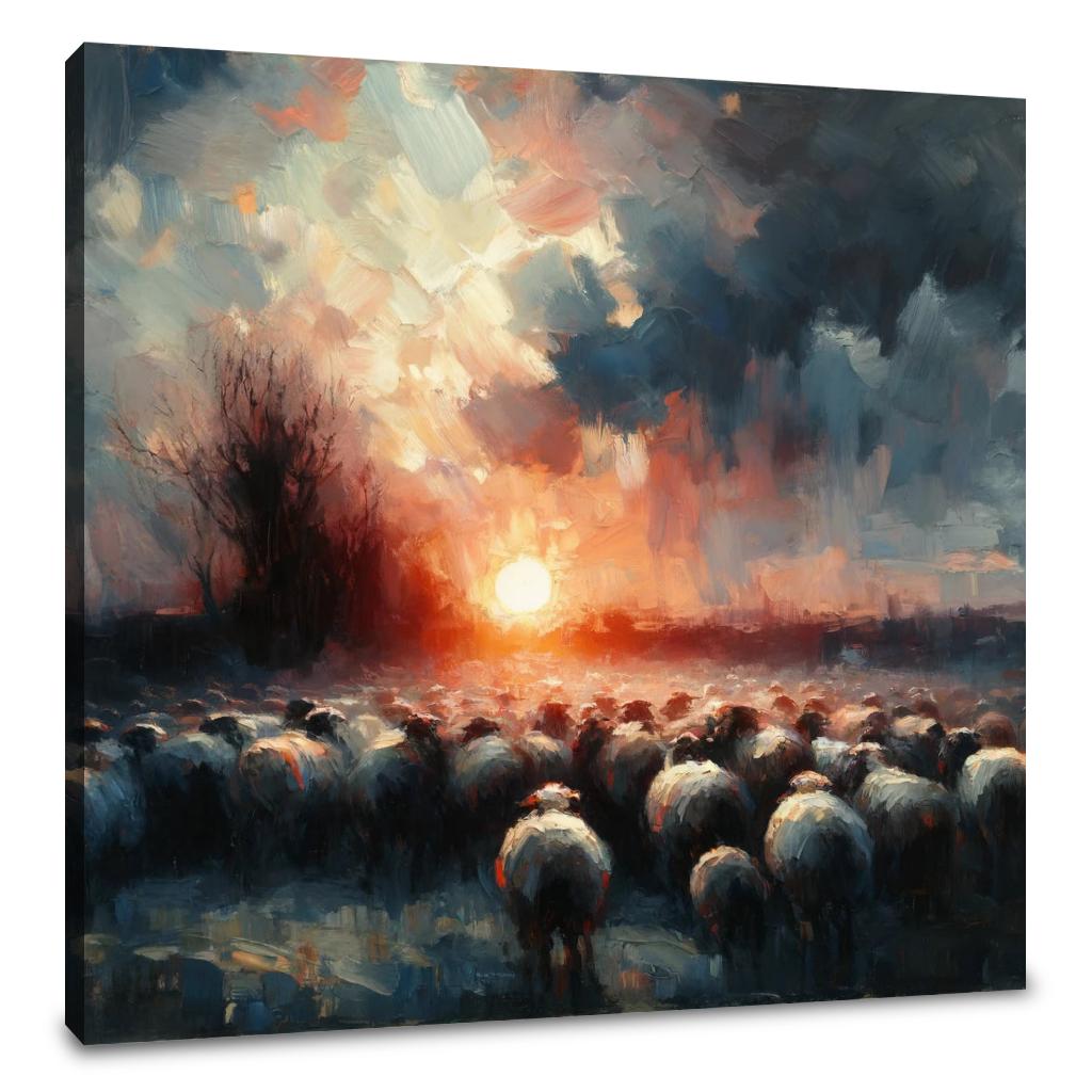 Dusk Silhouettes Sheep Canvas