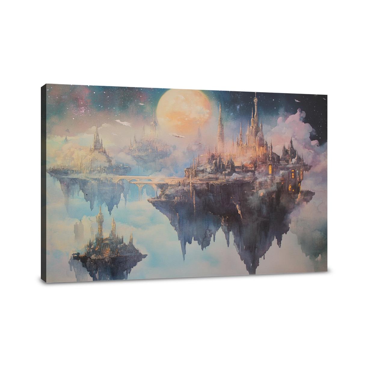 Moonlit Floating City Canvas