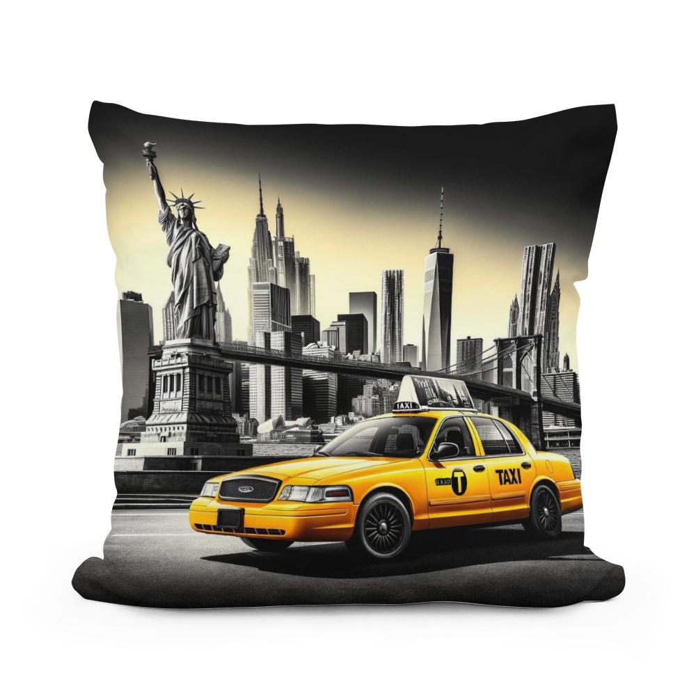 Yellow Cab in NYC Cotton Cushion