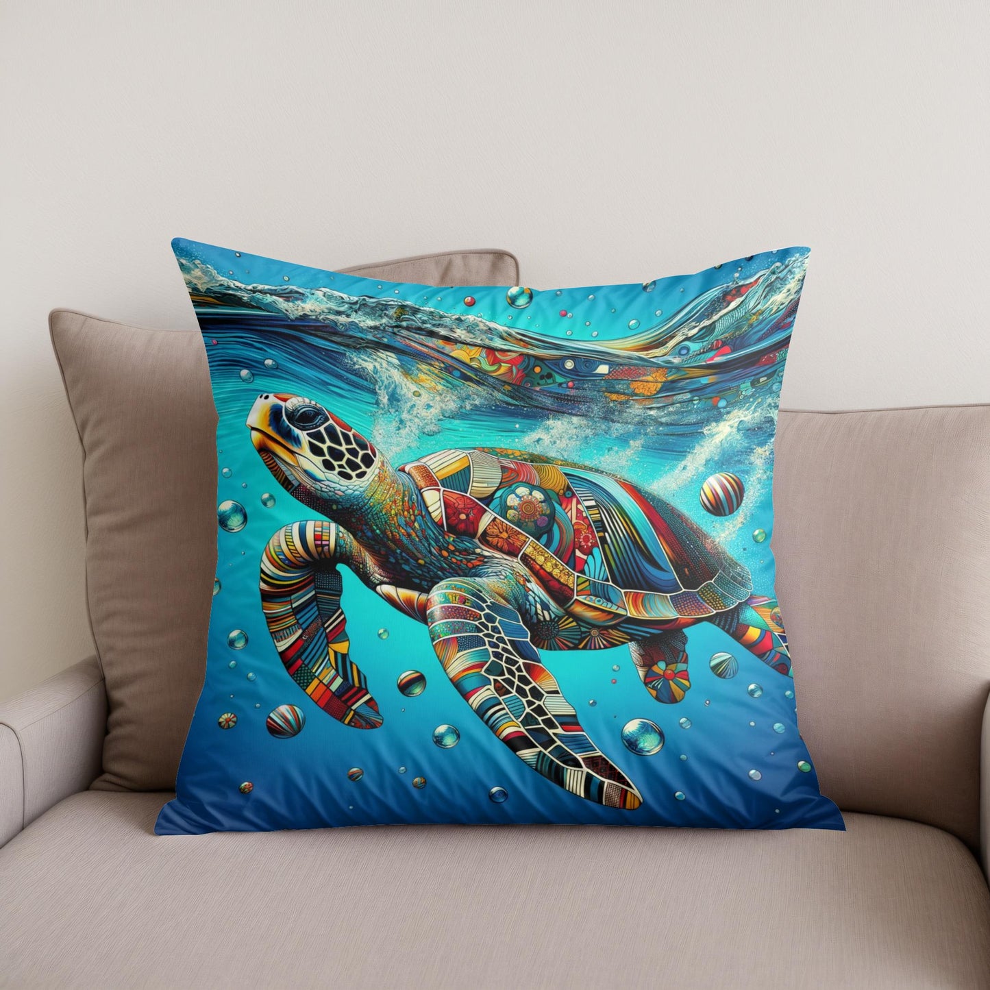 Pop Sea Turtles Cotton Cushion