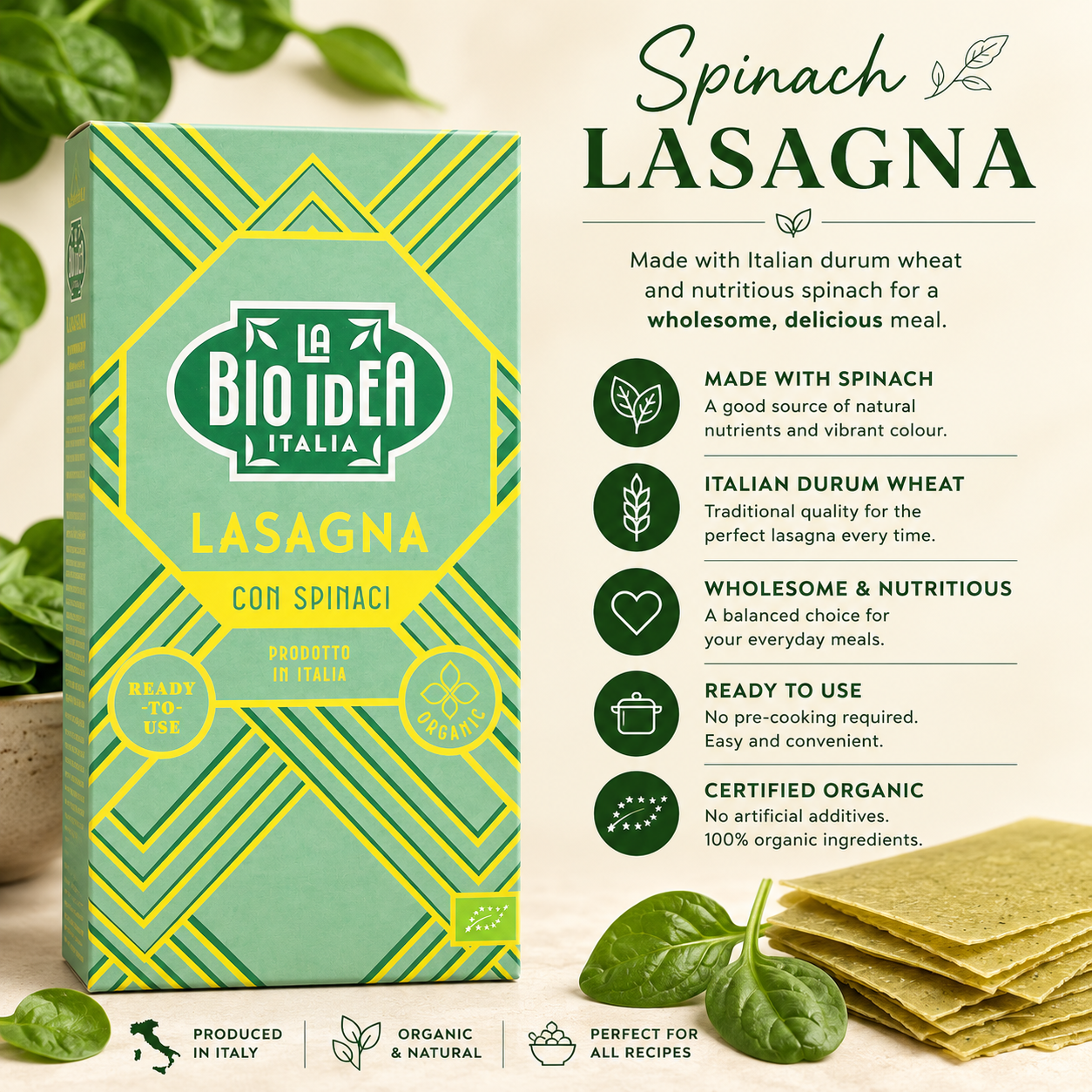 La Bio-Idea Organic Spinach Lasagne