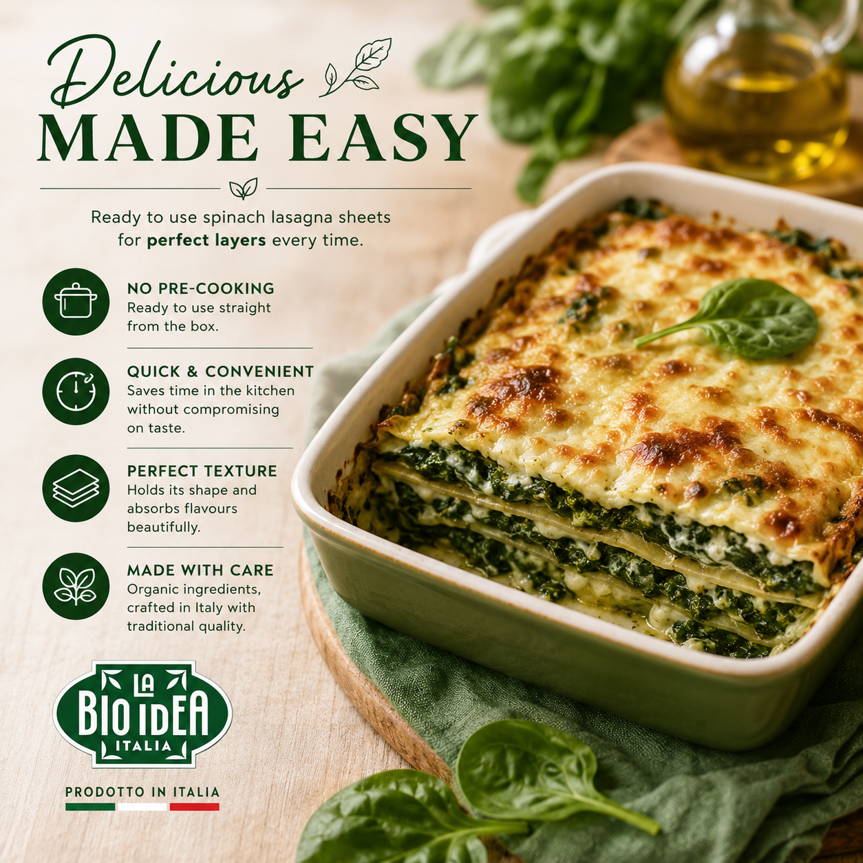La Bio-Idea Organic Spinach Lasagne