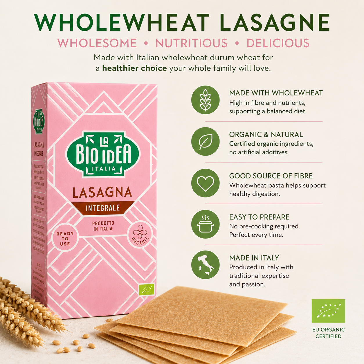 La Bio-Idea Organic Wholewheat Lasagne