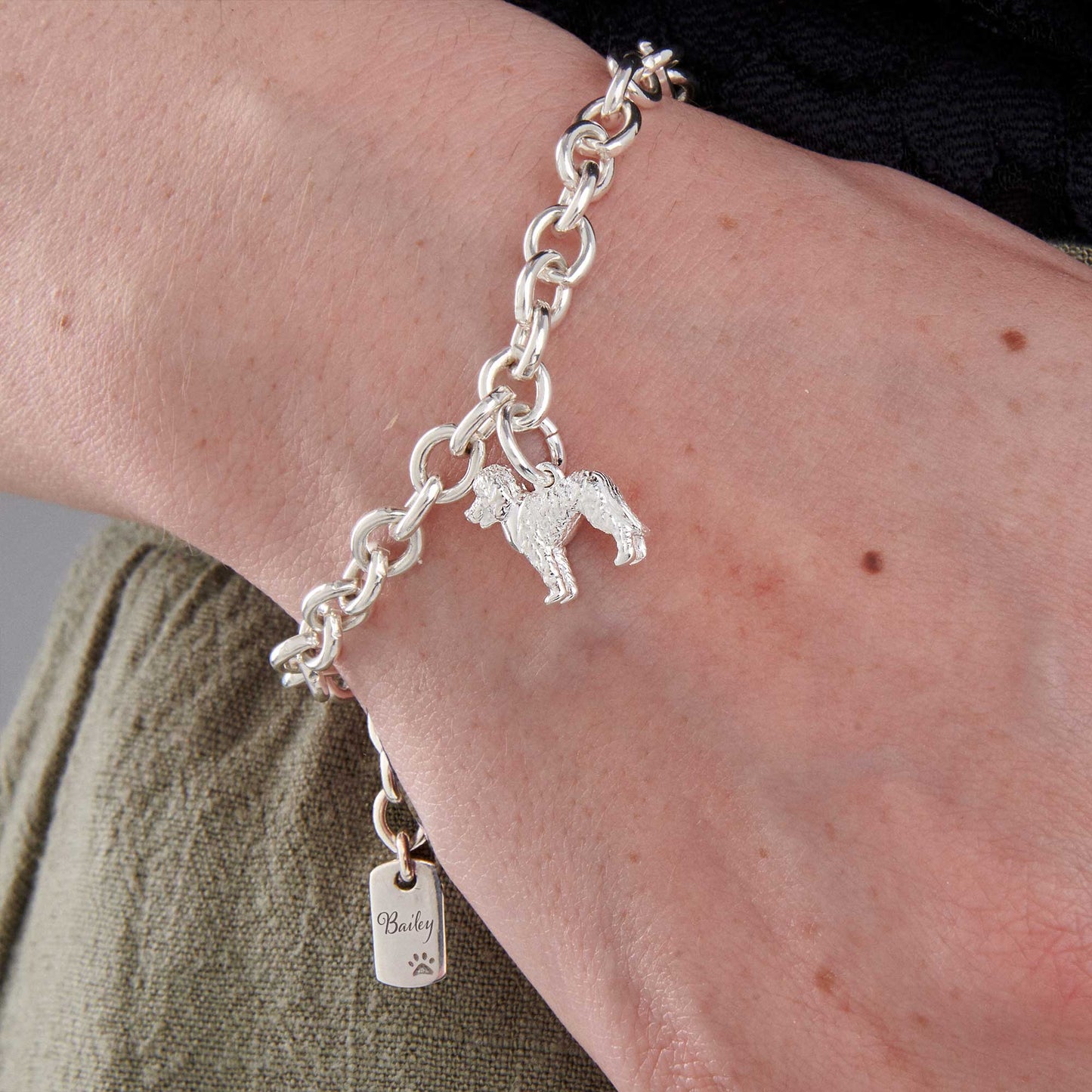 Labradoodle Silver Dog Charm Bracelet