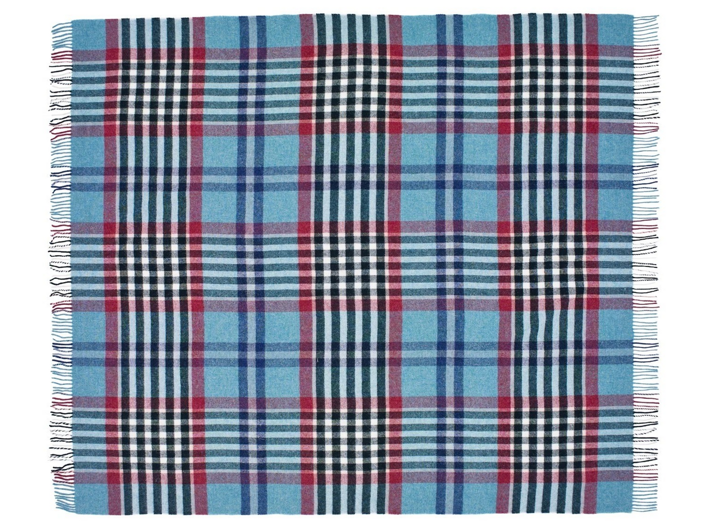 Chesil Check Pure New Wool Throw - Teal