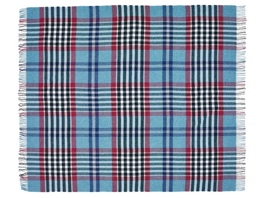 Chesil Check Pure New Wool Throw - Teal