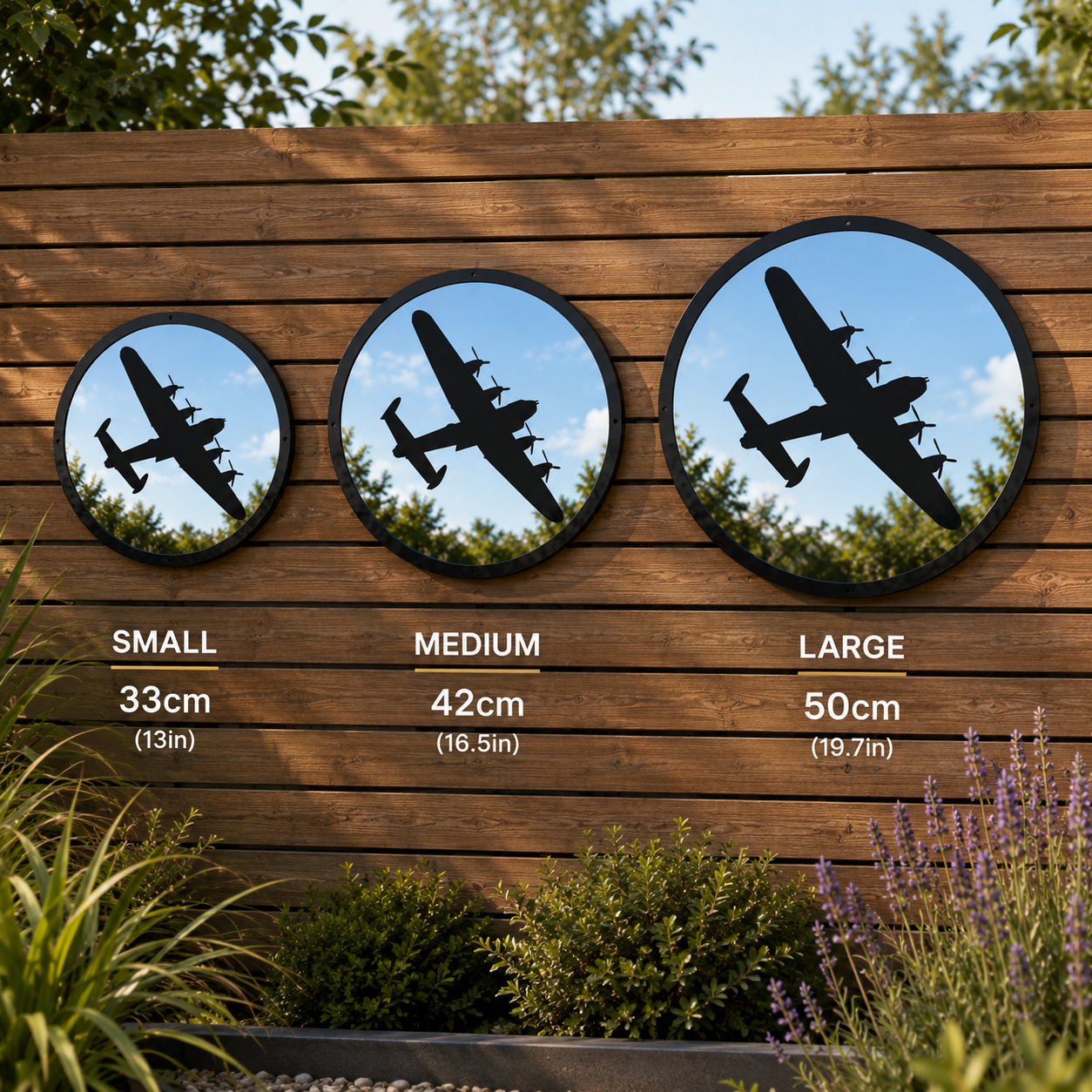 Round SunCatcher Garden Mirror Lancaster Bomber