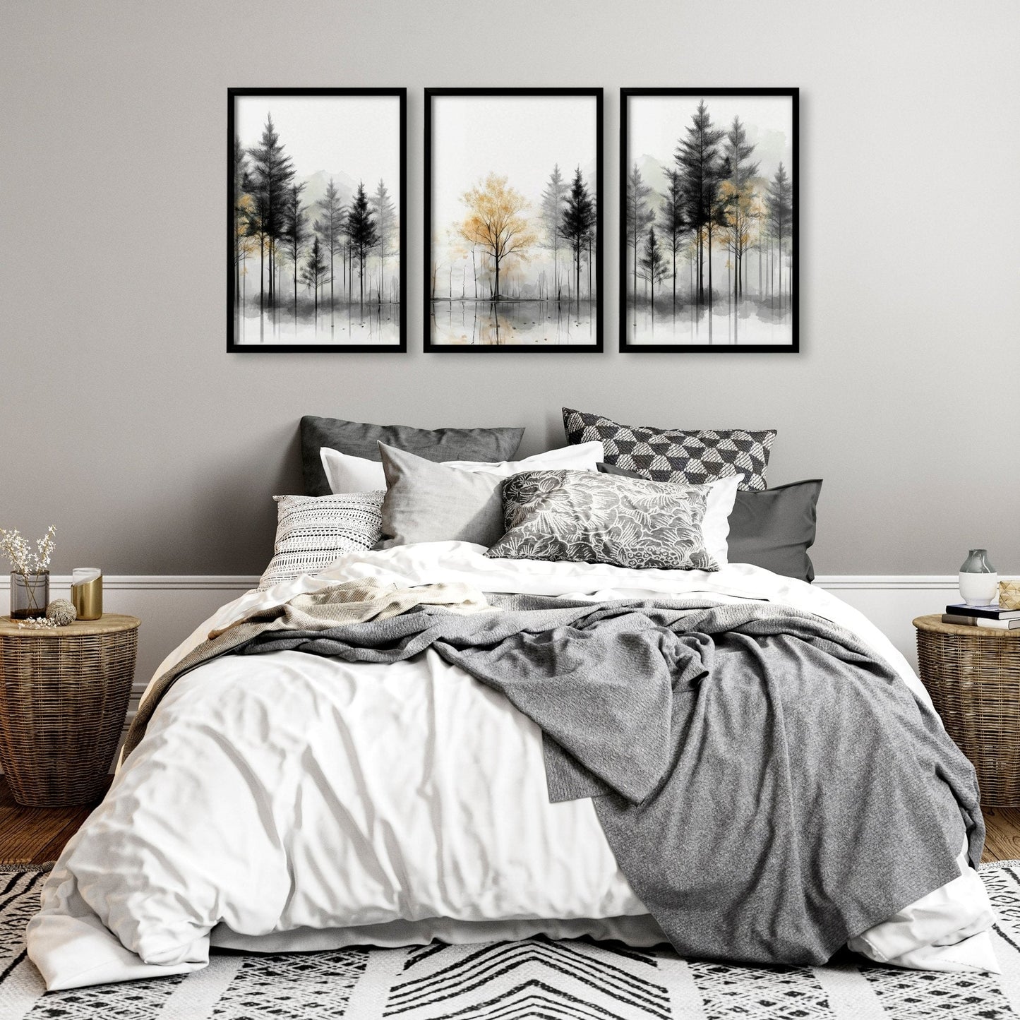Landscape Canvas Wall Art | Set of 3 Asian Inspired Wall art Prints