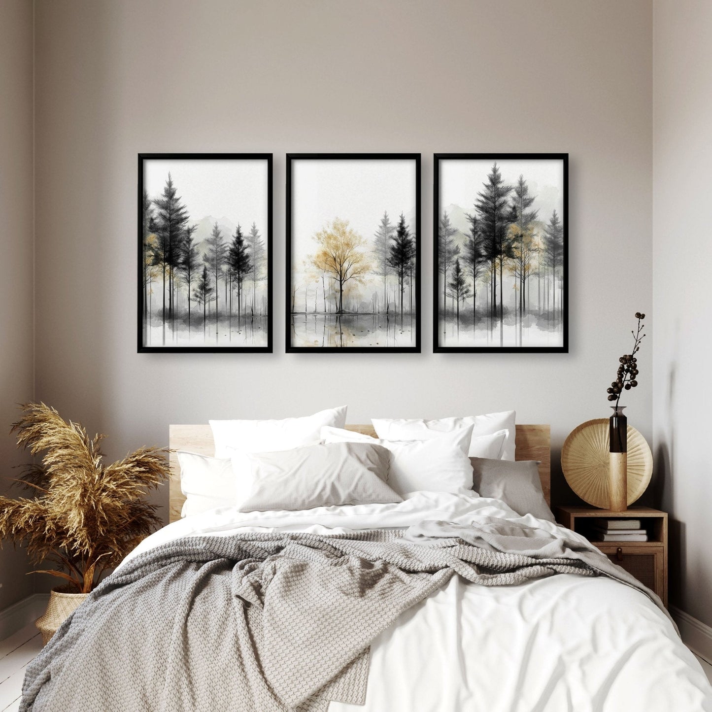 Landscape Canvas Wall Art | Set of 3 Asian Inspired Wall art Prints