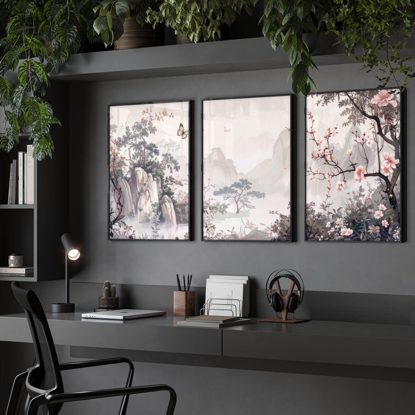 Large Artwork For Walls | Set of 3 Chinoiserie Wall art Prints