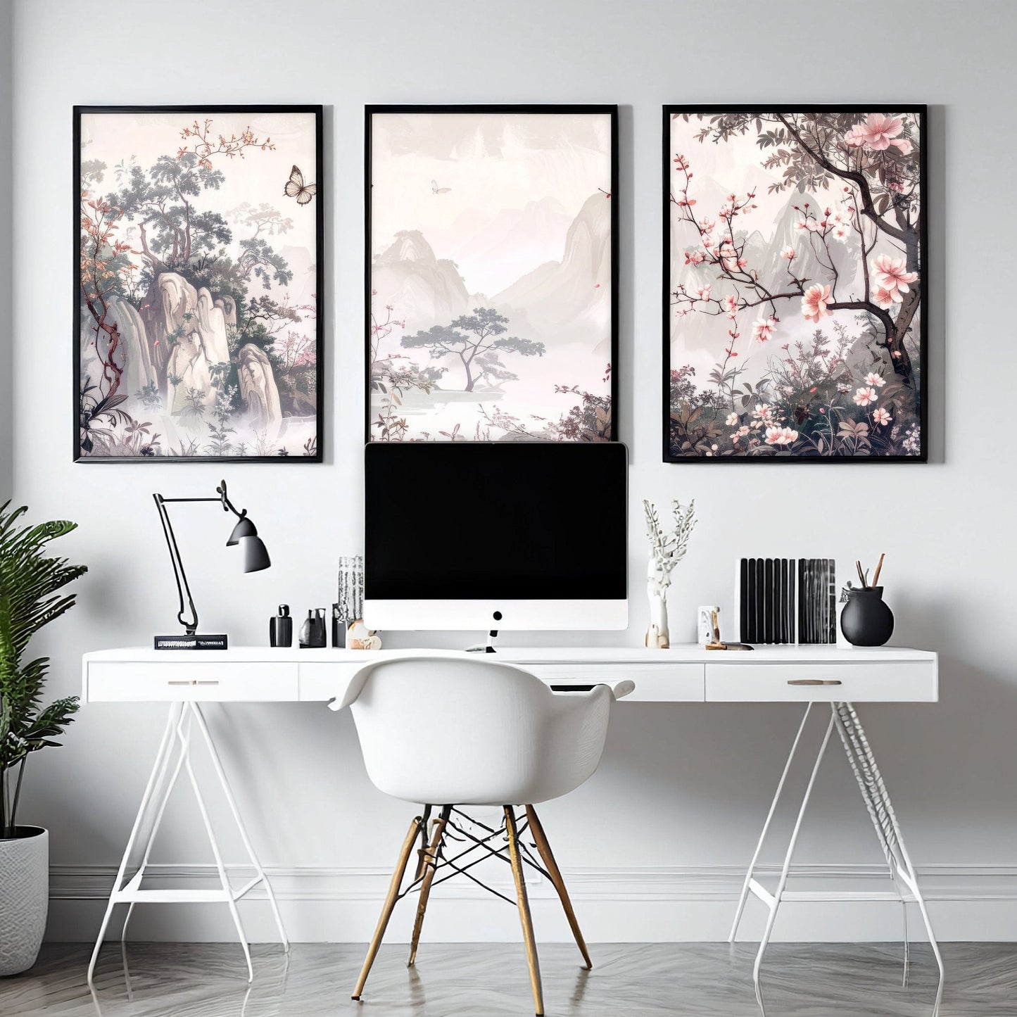 Large Artwork For Walls | Set of 3 Chinoiserie Wall art Prints