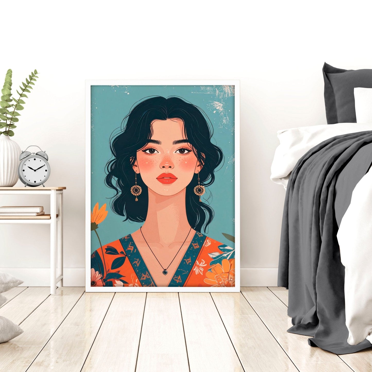 Large Bedroom Wall Art | Set of 3 Boho Women Wall art Prints