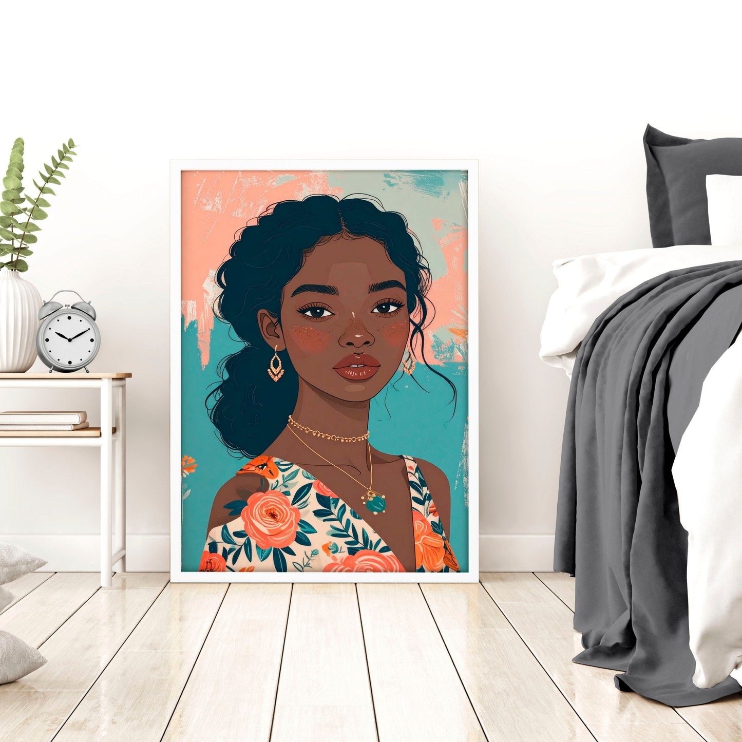 Large Bedroom Wall Art | Set of 3 Boho Women Wall art Prints