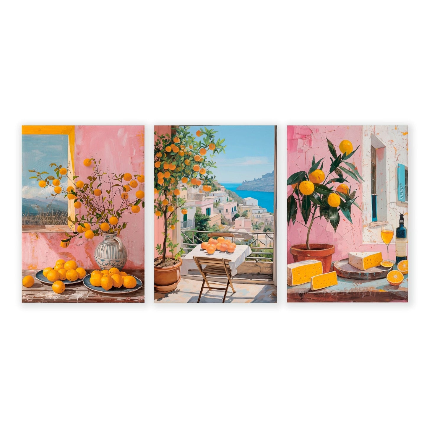 Large Canvas For Living Room | Set of 3 Italian Lifestyle Wall art Prints