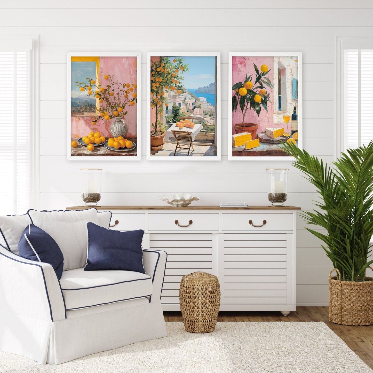 Large Canvas For Living Room | Set of 3 Italian Lifestyle Wall art Prints