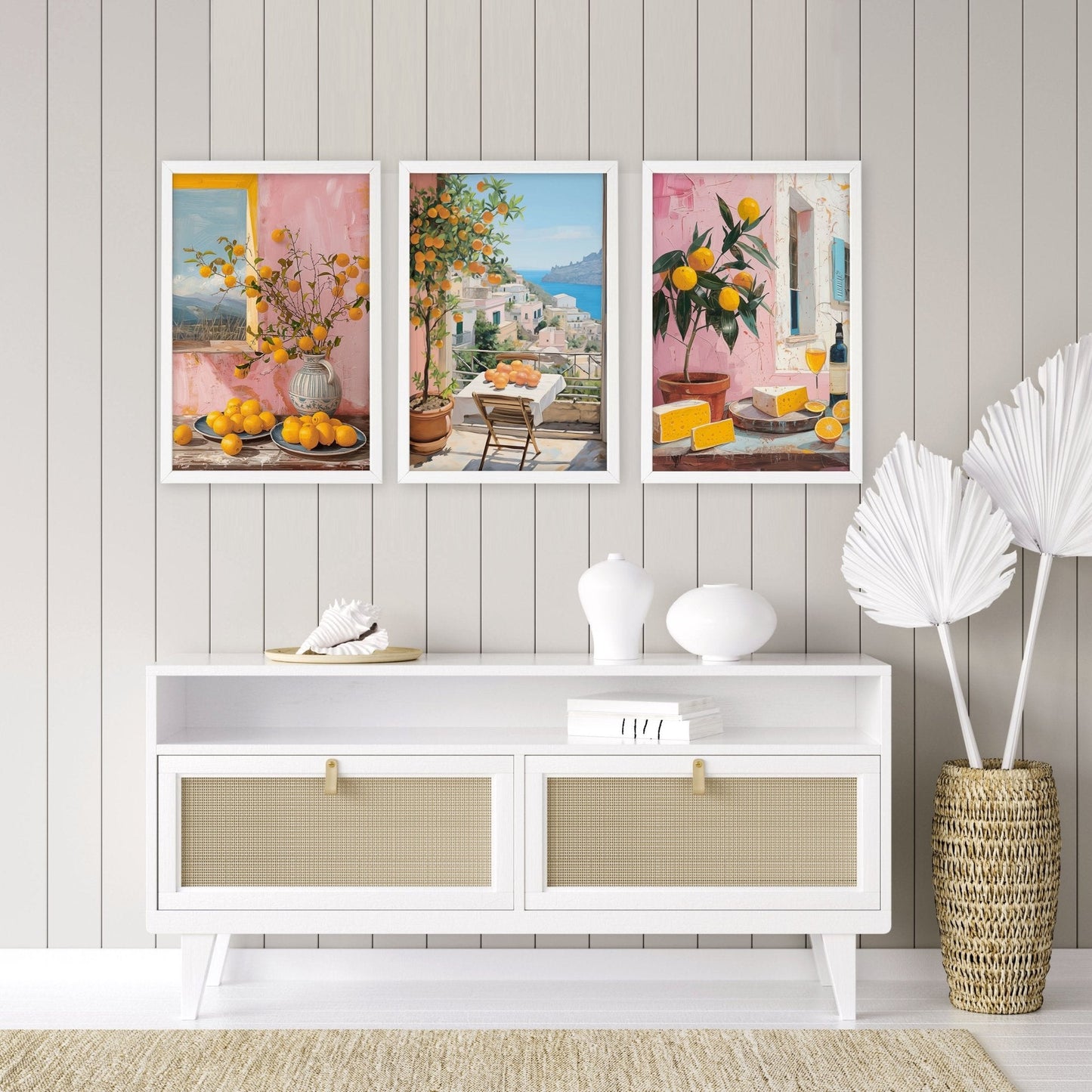 Large Canvas For Living Room | Set of 3 Italian Lifestyle Wall art Prints