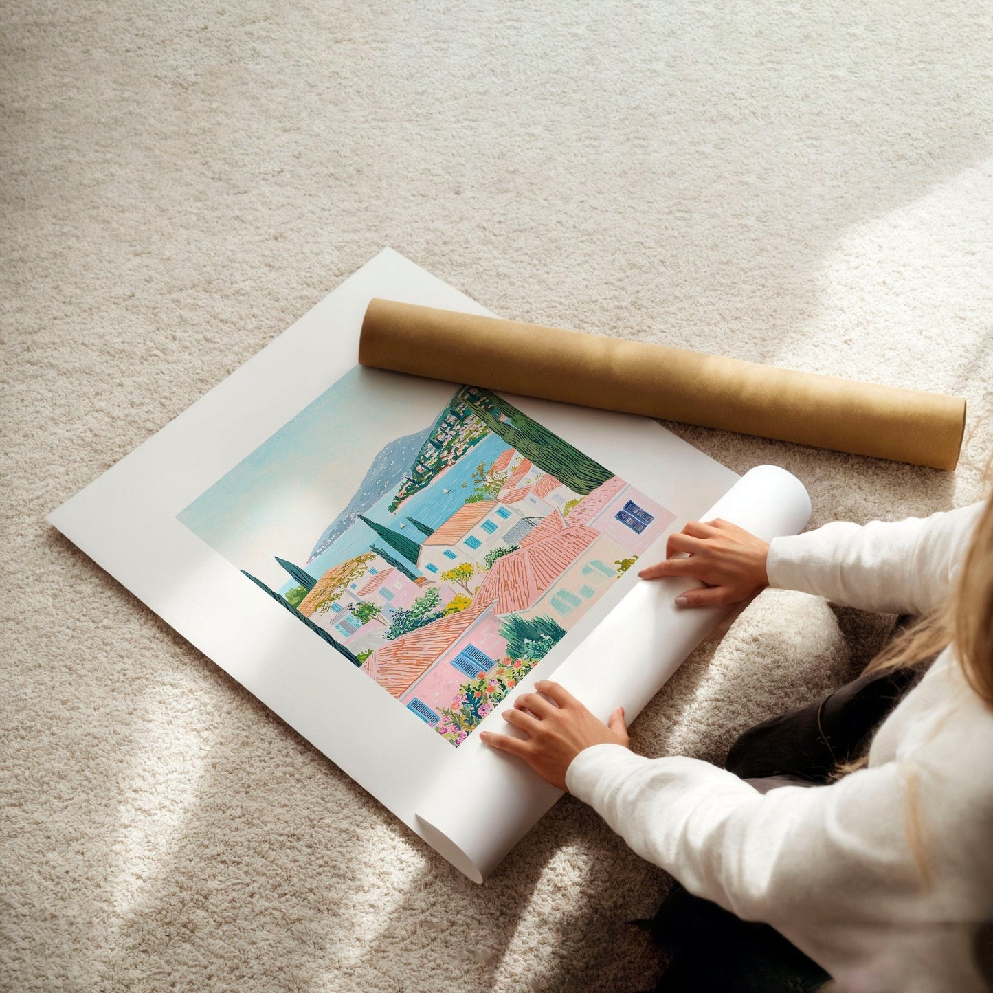 Large Canvas Pictures For Living Room | Set of 3 Beach Decor Wall art Prints