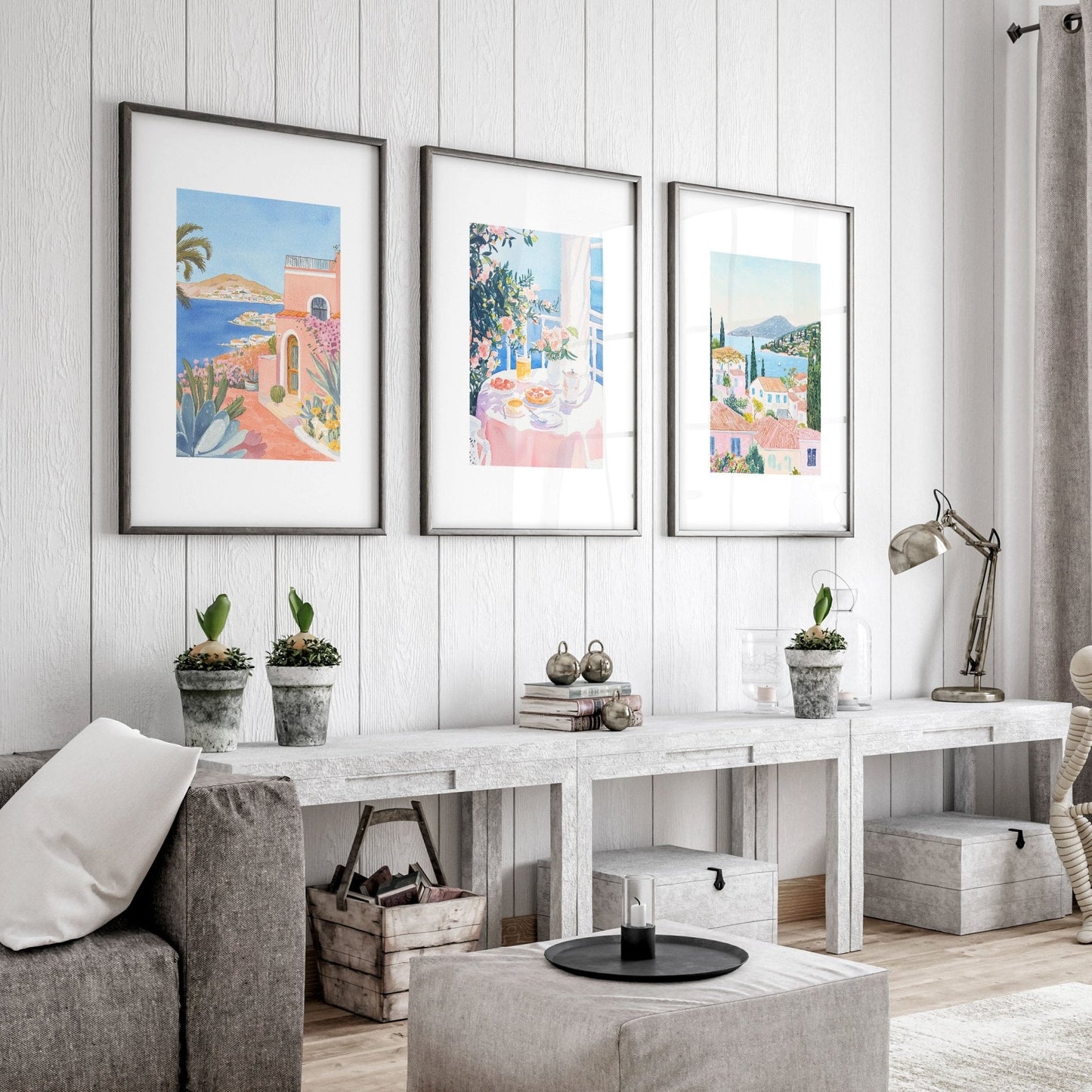 Large Canvas Pictures For Living Room | Set of 3 Beach Decor Wall art Prints