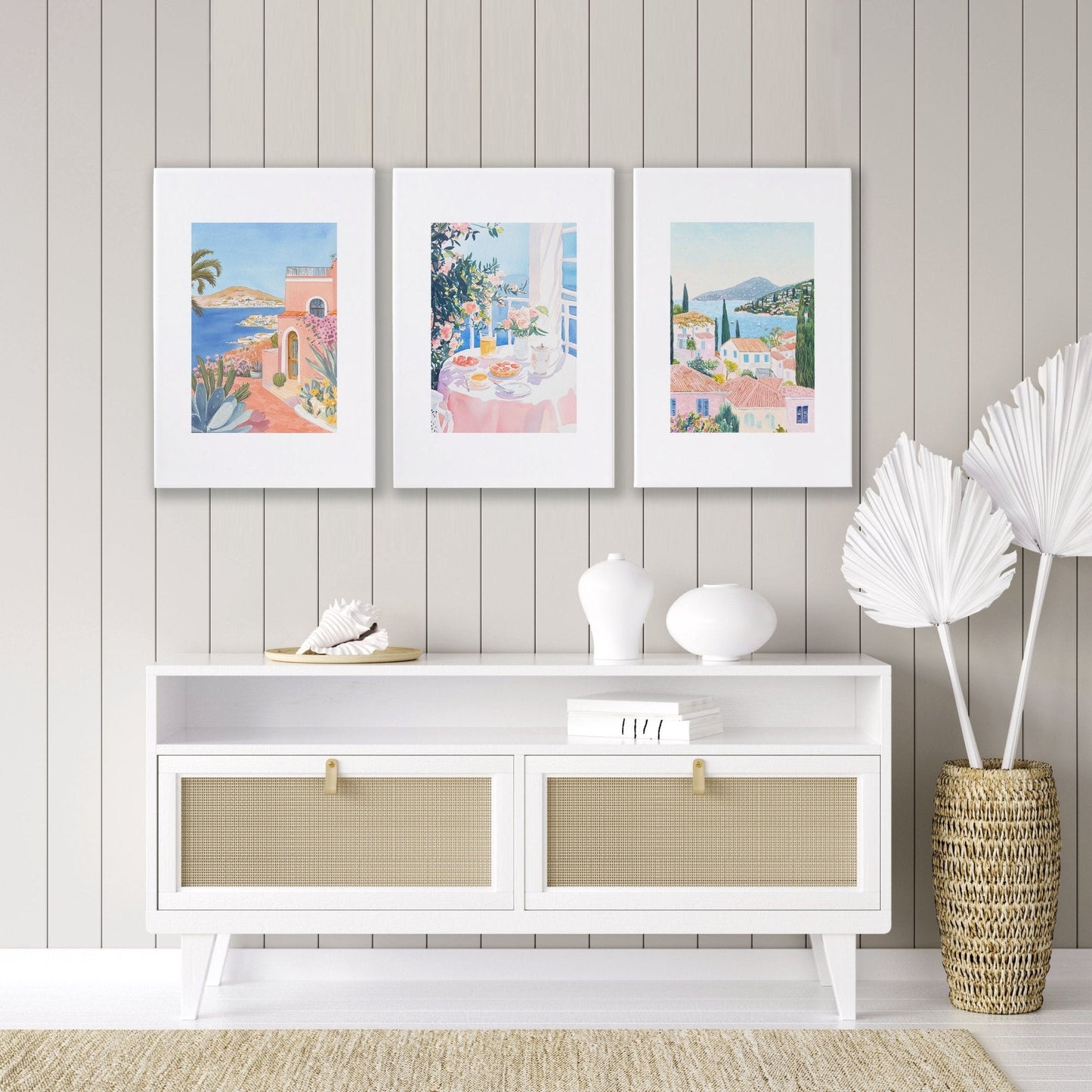 Large Canvas Pictures For Living Room | Set of 3 Beach Decor Wall art Prints