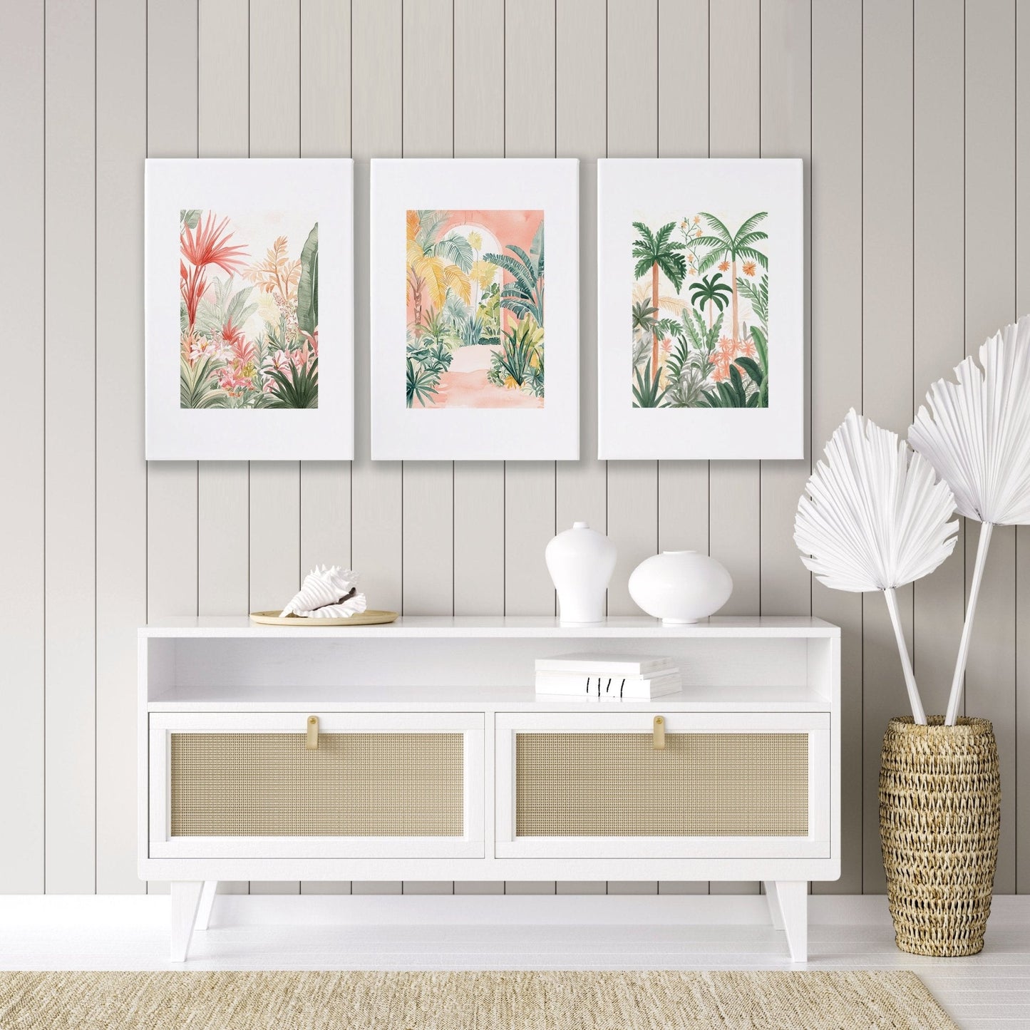 Large Canvas Wall Art For Living Room | Set of 3 Beach Decor Wall art Prints