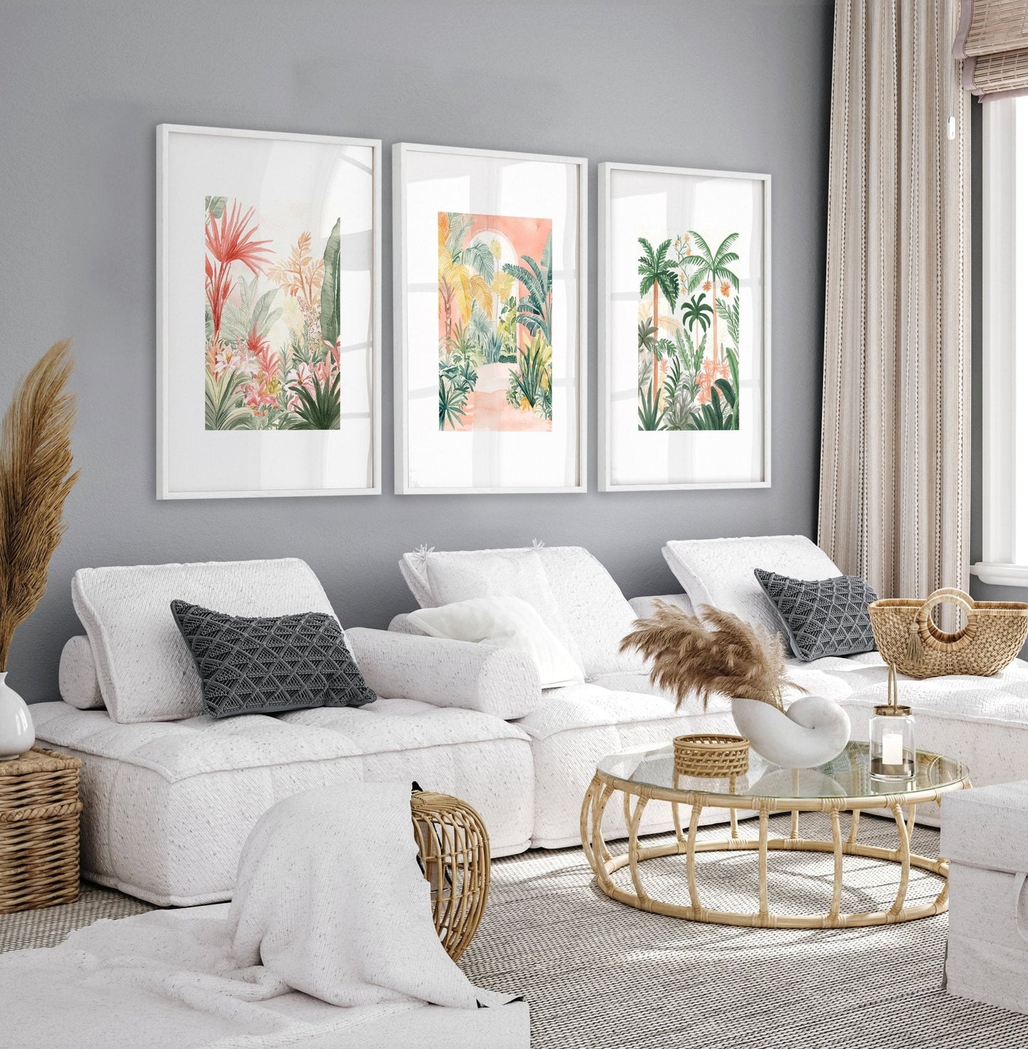 Large Canvas Wall Art For Living Room | Set of 3 Beach Decor Wall art Prints