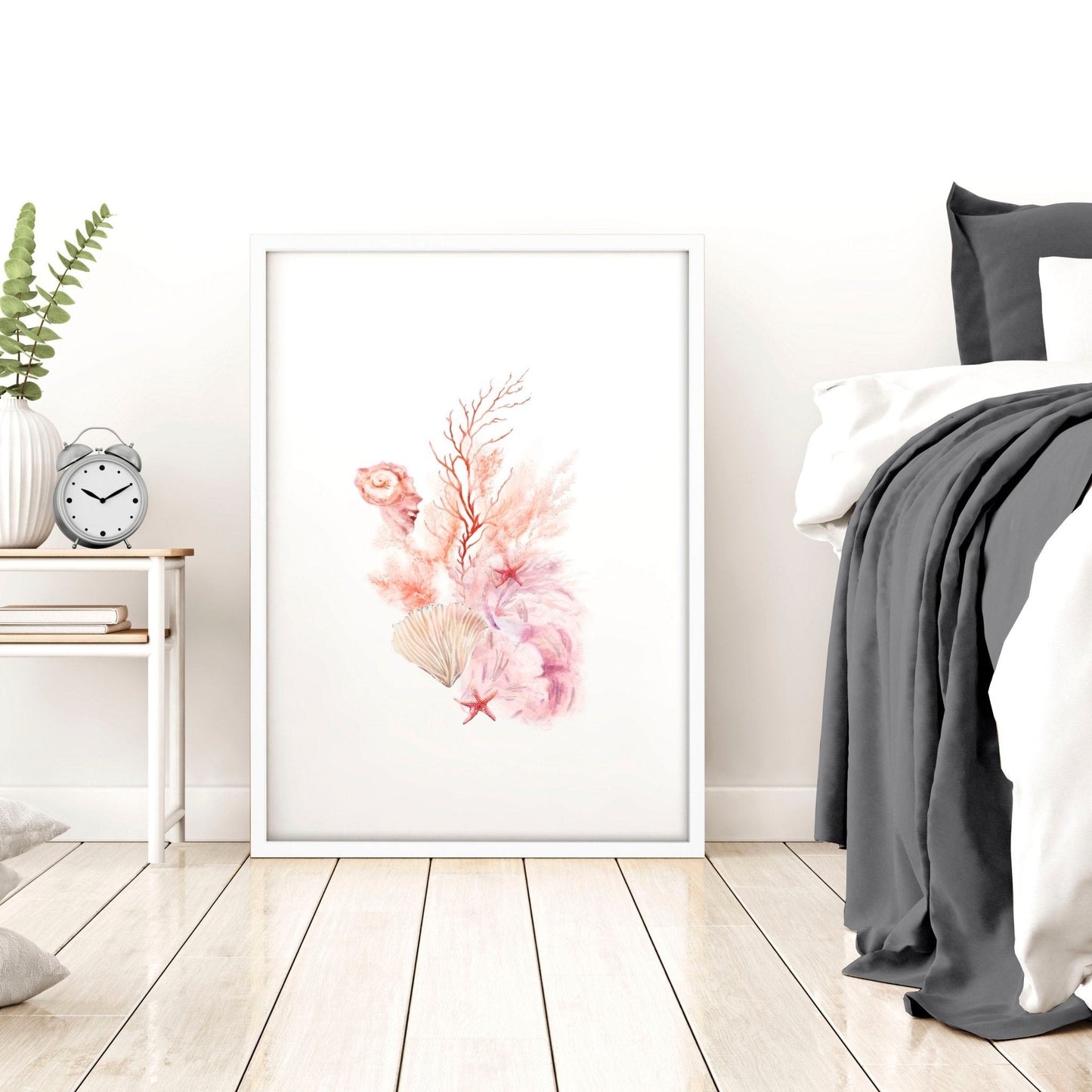 Large Coastal Wall Art | Set of 3 Seashells Wall art Prints