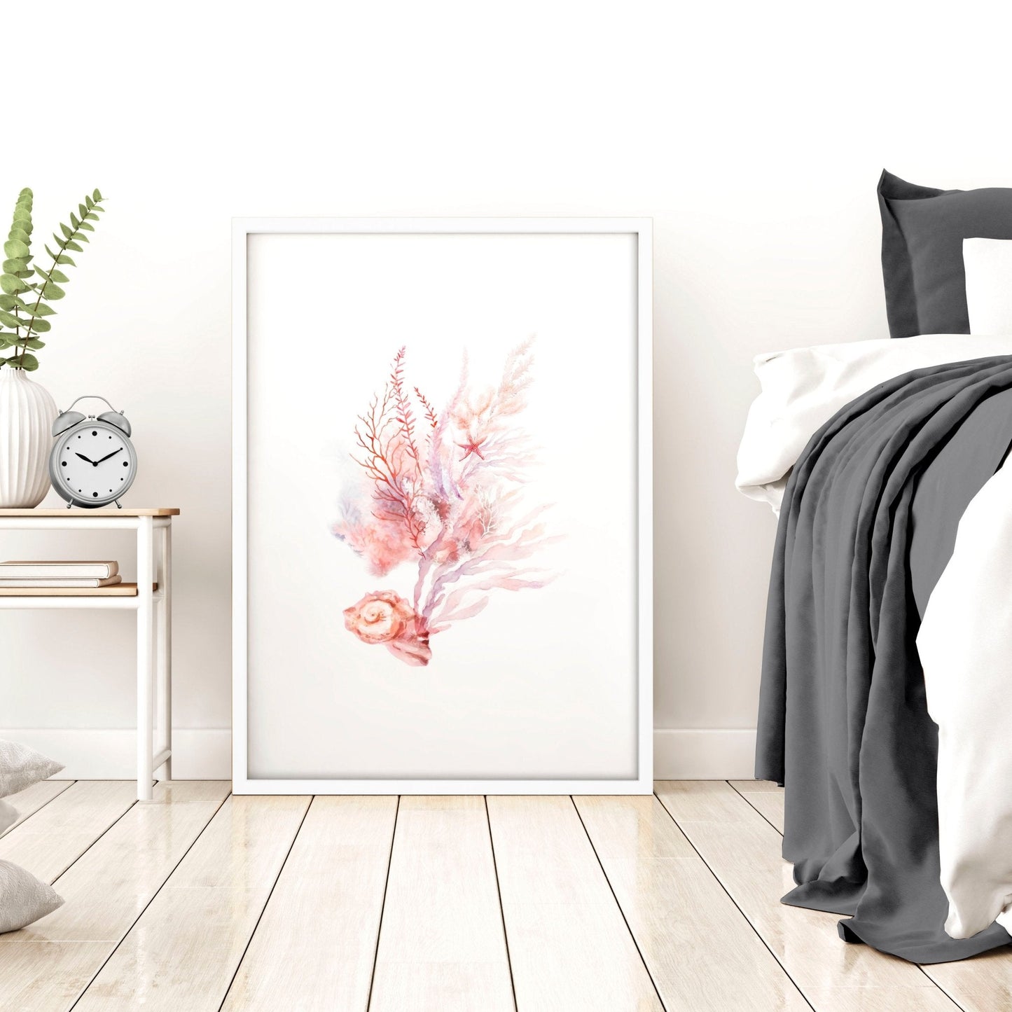 Large Coastal Wall Art | Set of 3 Seashells Wall art Prints