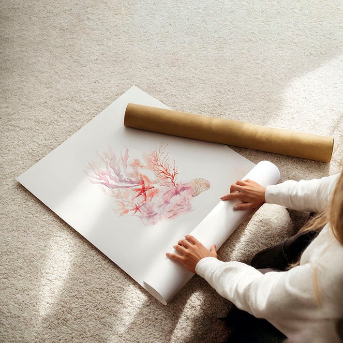 Large Coastal Wall Art | Set of 3 Seashells Wall art Prints