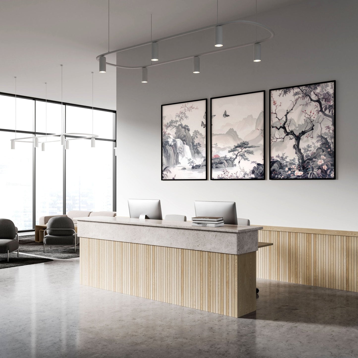 Large Contemporary Wall Art | Set of 3 Chinoiserie Wall art Prints