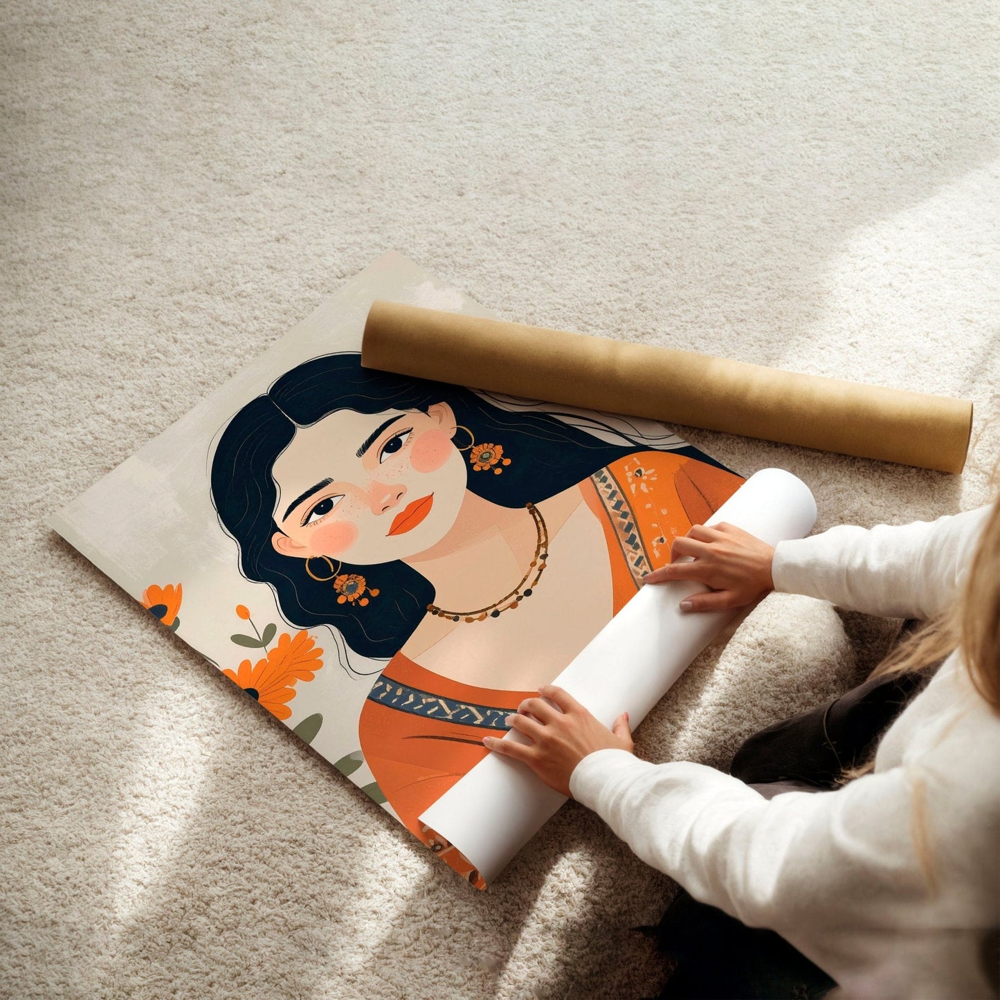 Large Framed Prints | Set of 3 Boho Women Wall art Prints