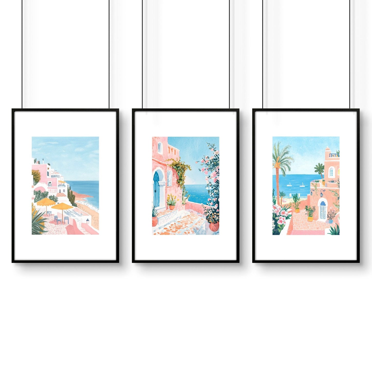 Large Framed Wall Art | Set of 3 Beach Decor Wall art Prints