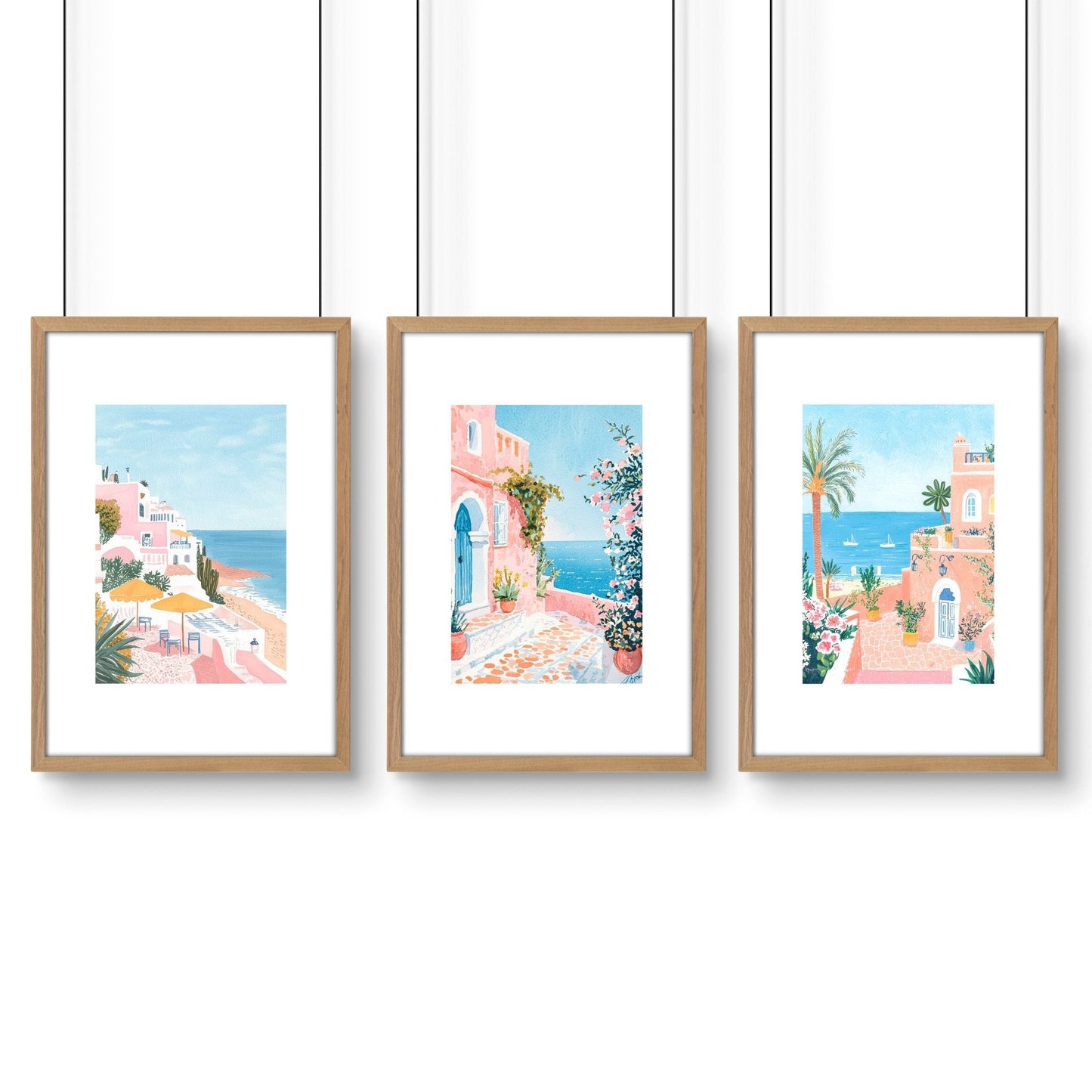 Large Framed Wall Art | Set of 3 Beach Decor Wall art Prints