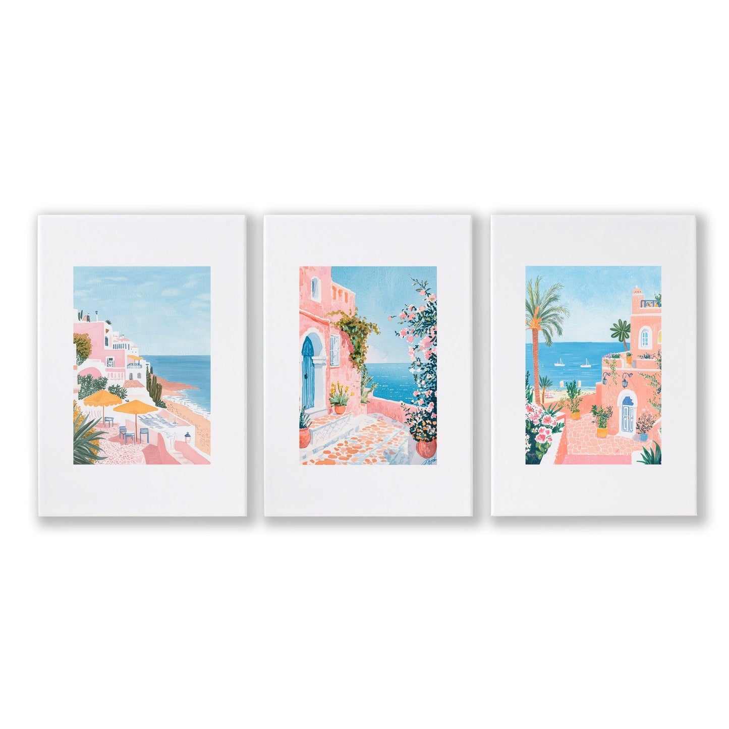 Large Framed Wall Art | Set of 3 Beach Decor Wall art Prints