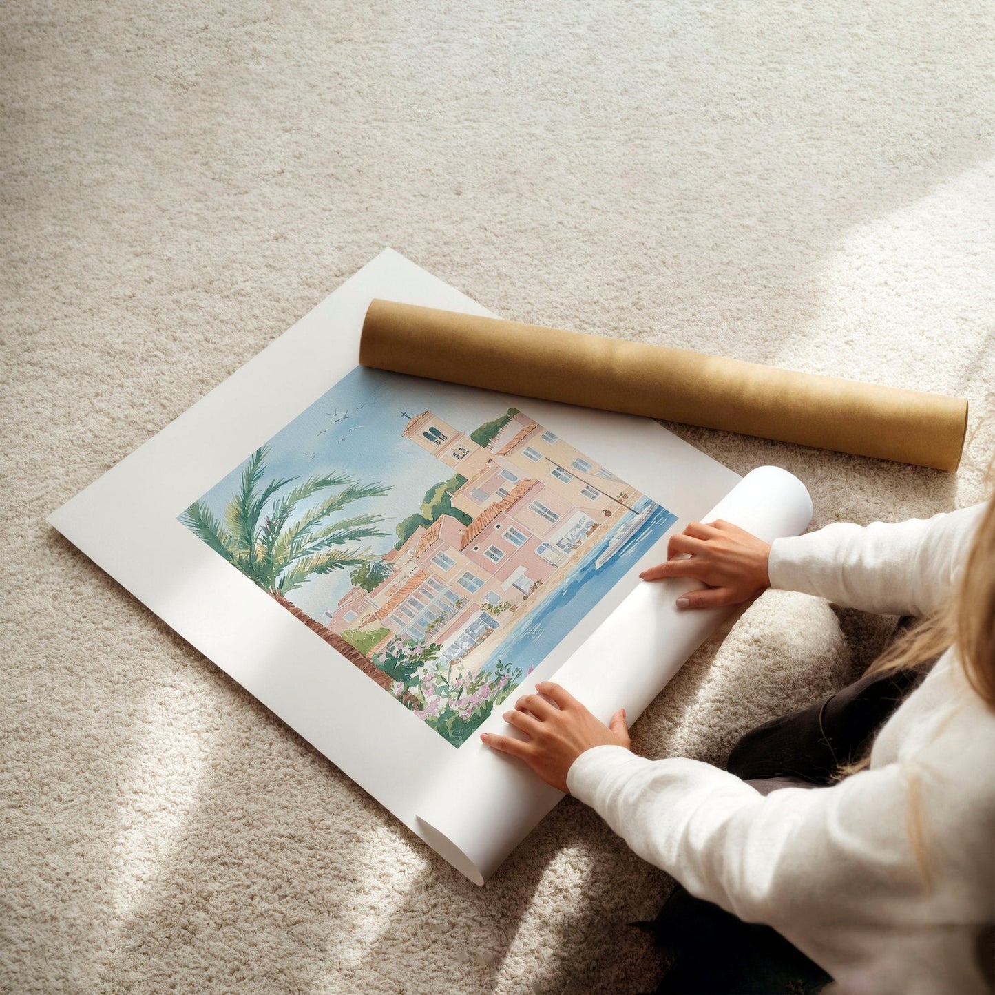 Large Framed Wall Paintings | Set of 3 Beach Decor Wall art Prints