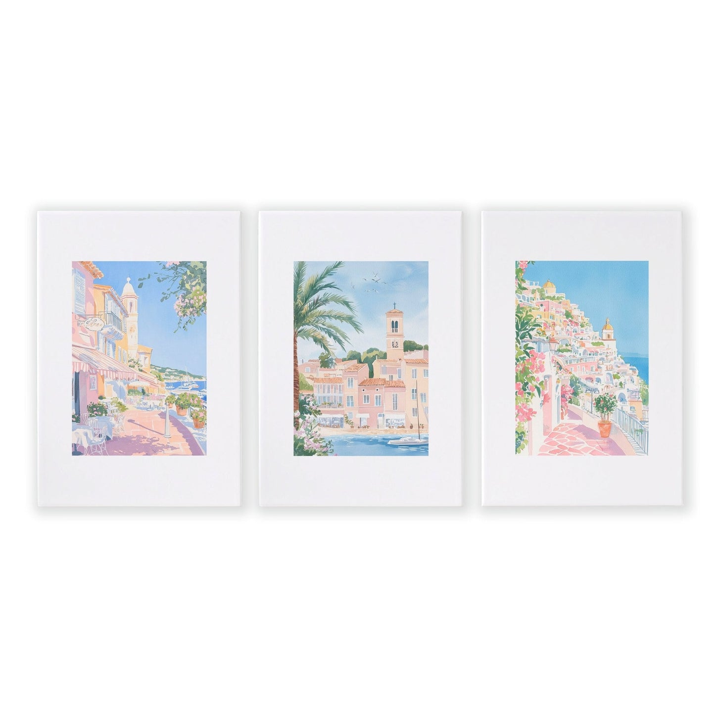 Large Framed Wall Paintings | Set of 3 Beach Decor Wall art Prints