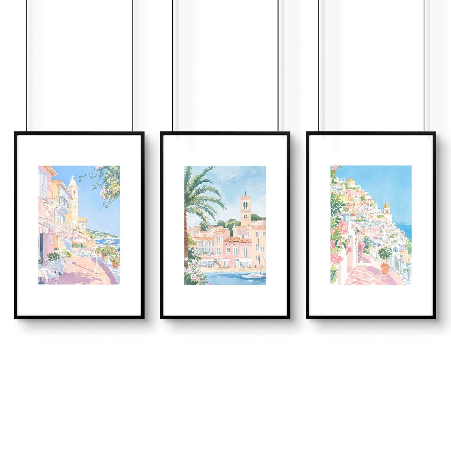 Large Framed Wall Paintings | Set of 3 Beach Decor Wall art Prints