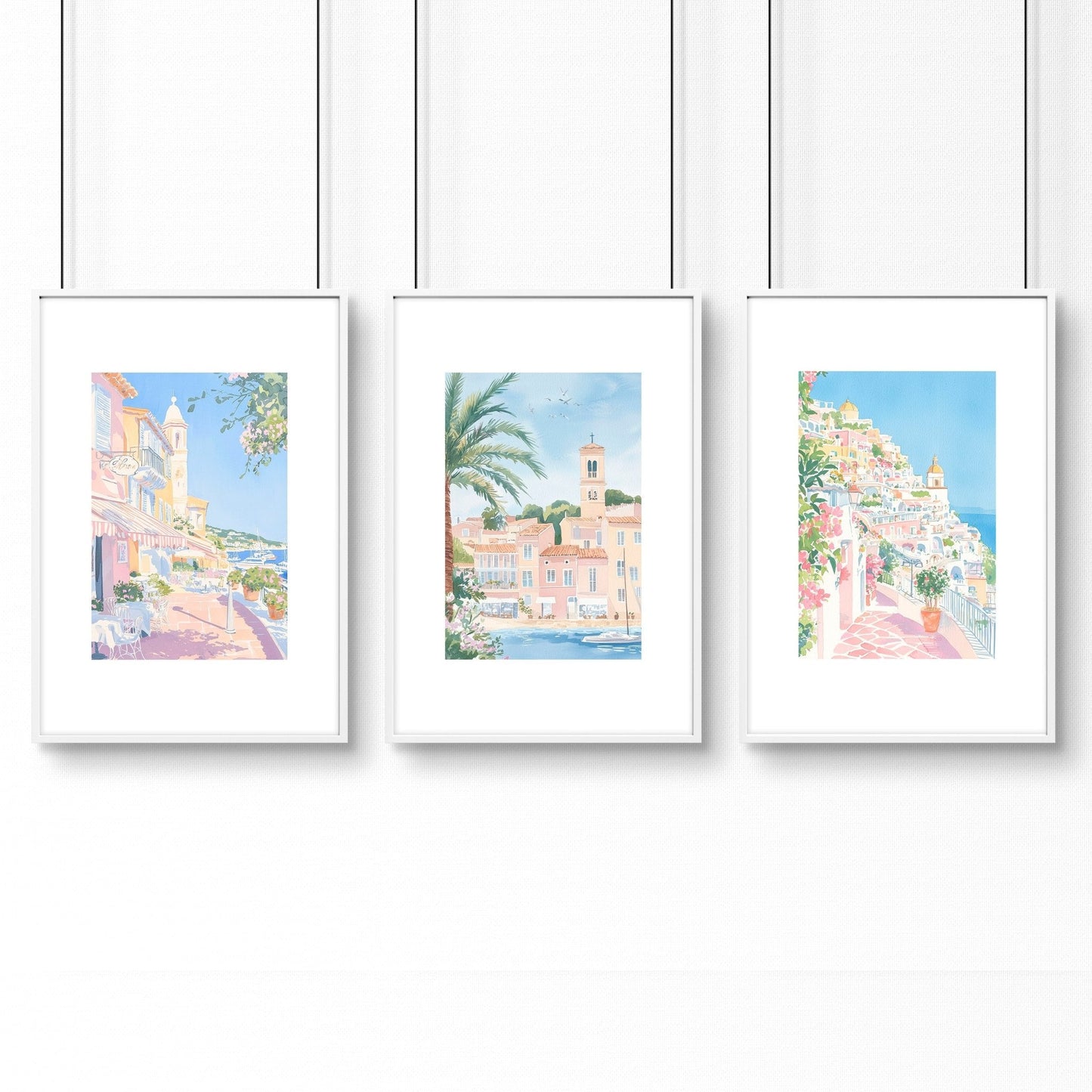 Large Framed Wall Paintings | Set of 3 Beach Decor Wall art Prints
