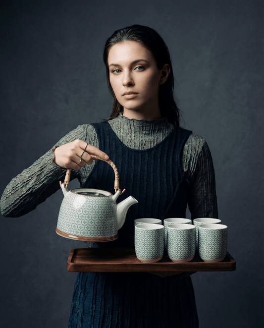Large Herbal Teapot - Green Mosaic Design