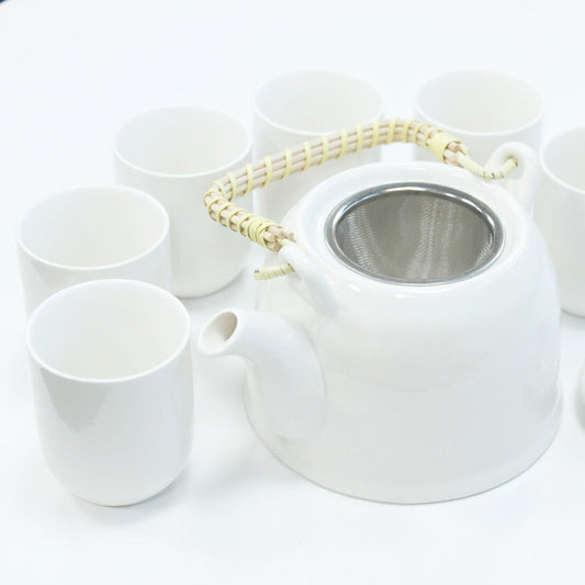 Large Herbal Teapot - Classic White Design