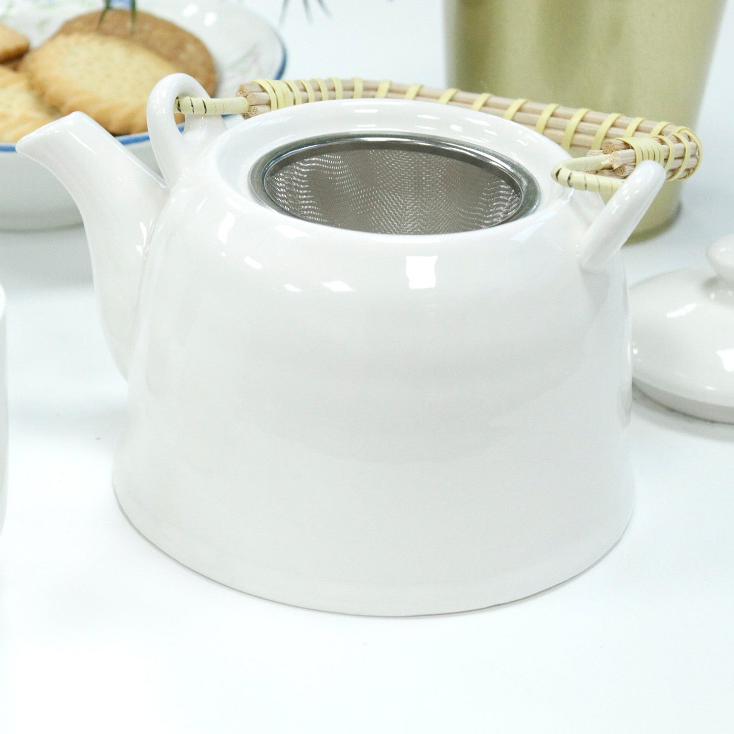 Large Herbal Teapot - Classic White Design