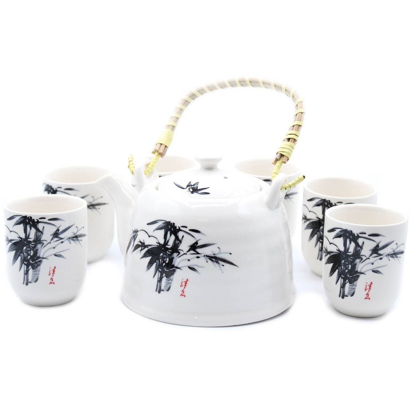 Large Herbal Teapot - White Stone Oriental Design