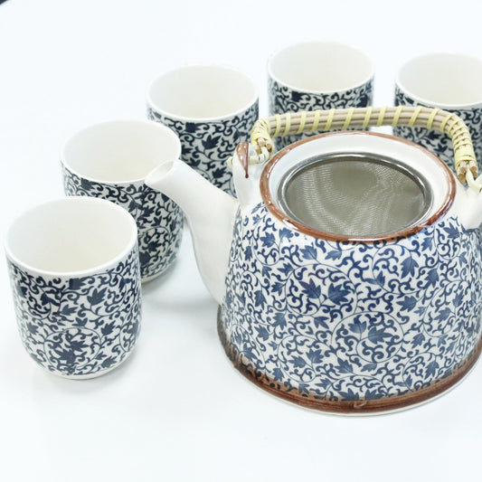 Large Herbal Teapot - Blue Pattern Design