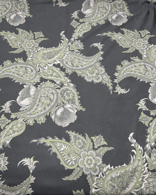 Large Khaki Paisley Super Soft Print Spun Poly Stretch Fabric