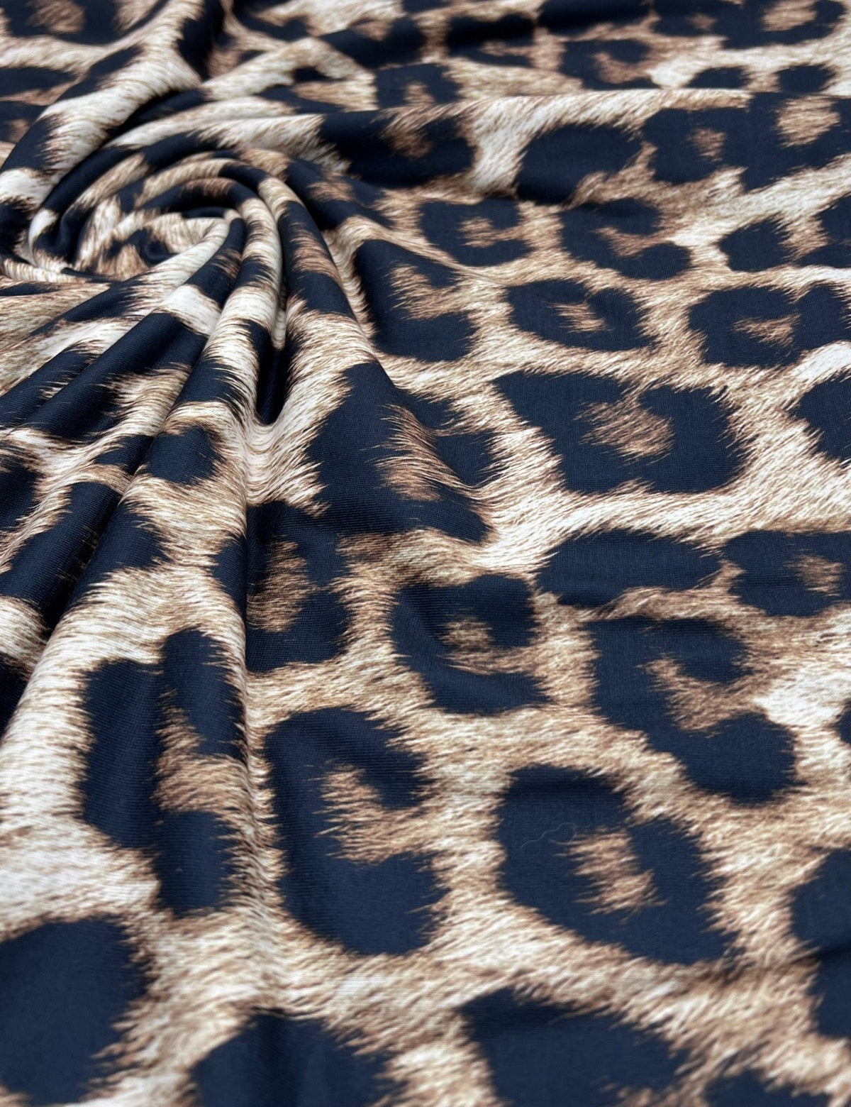Large Leopard Print Spun Poly Stretch Fabric