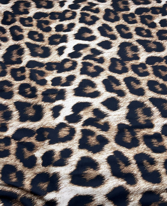 Large Leopard Print Spun Poly Stretch Fabric